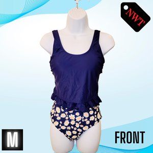 Medium NWT Floral Navy Two Pieve Tankini Set | Navy Two Piece Swimsuit |